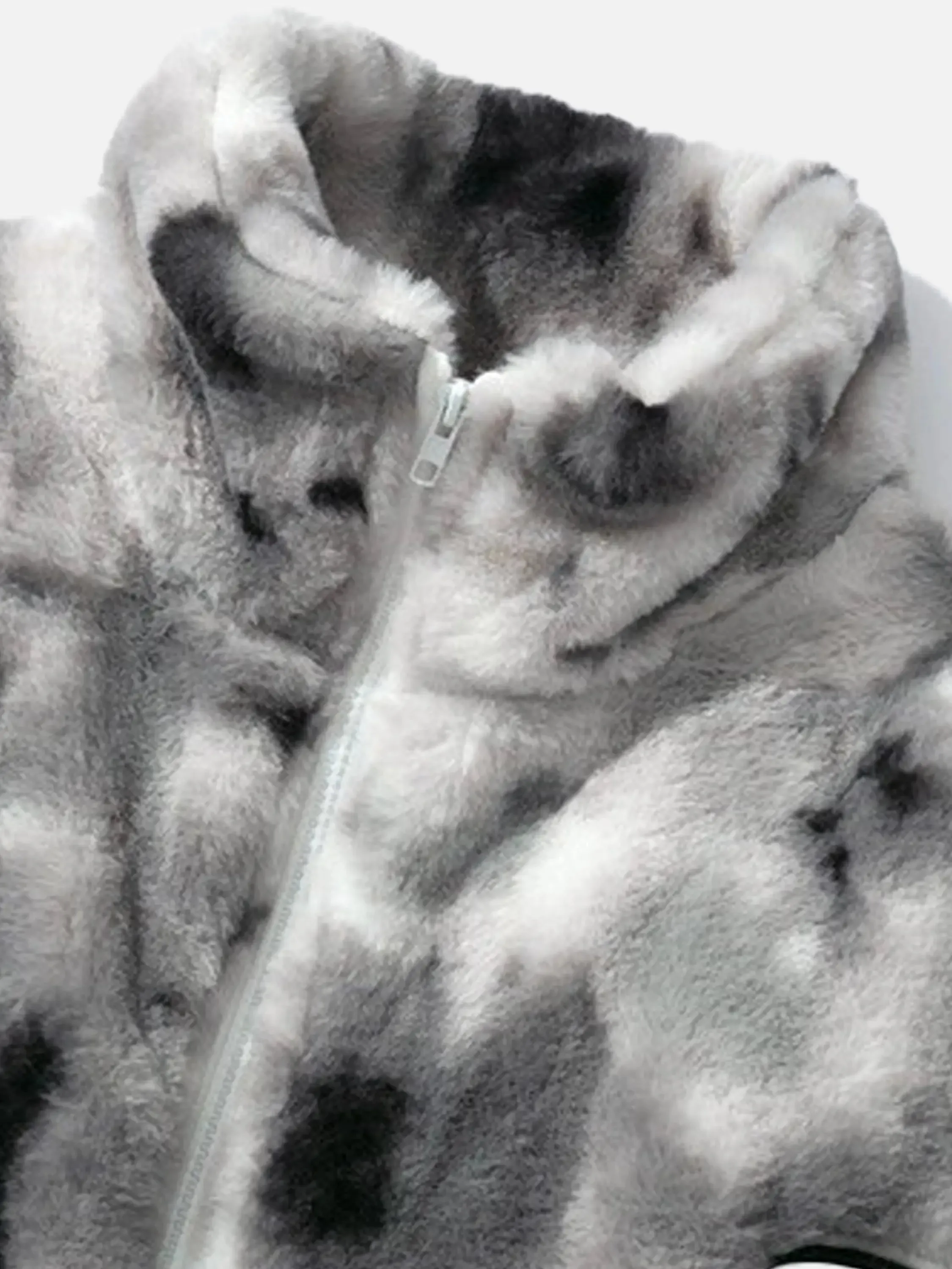 Tie-Dye Sherpa Stand Collar Coat