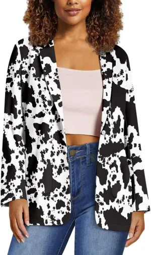 TOADDITDO Women's Casual Business Open Front Long Sleeve Notch Lapel Office Blazer Jacket with 2 Pockets