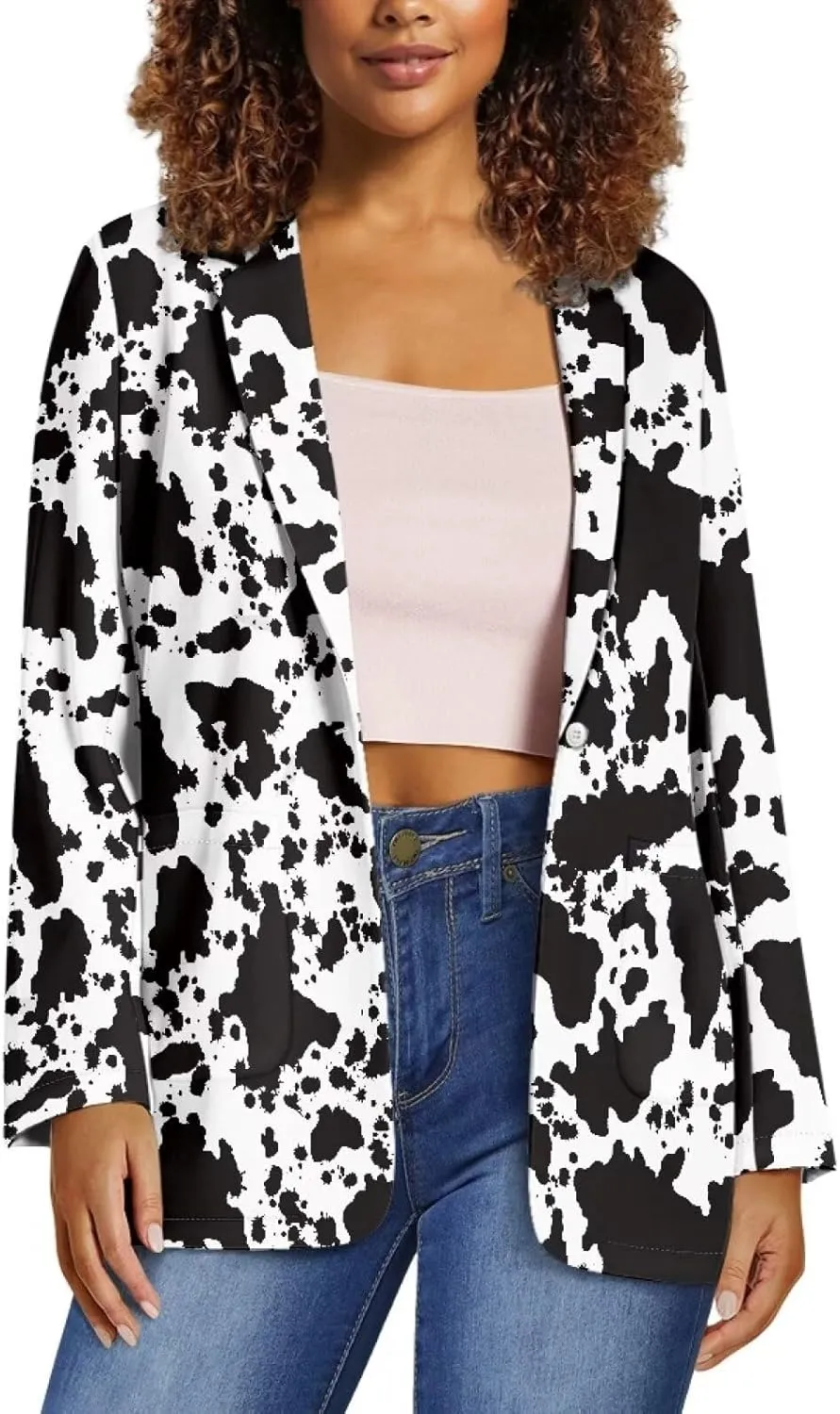 TOADDITDO Women's Casual Business Open Front Long Sleeve Notch Lapel Office Blazer Jacket with 2 Pockets