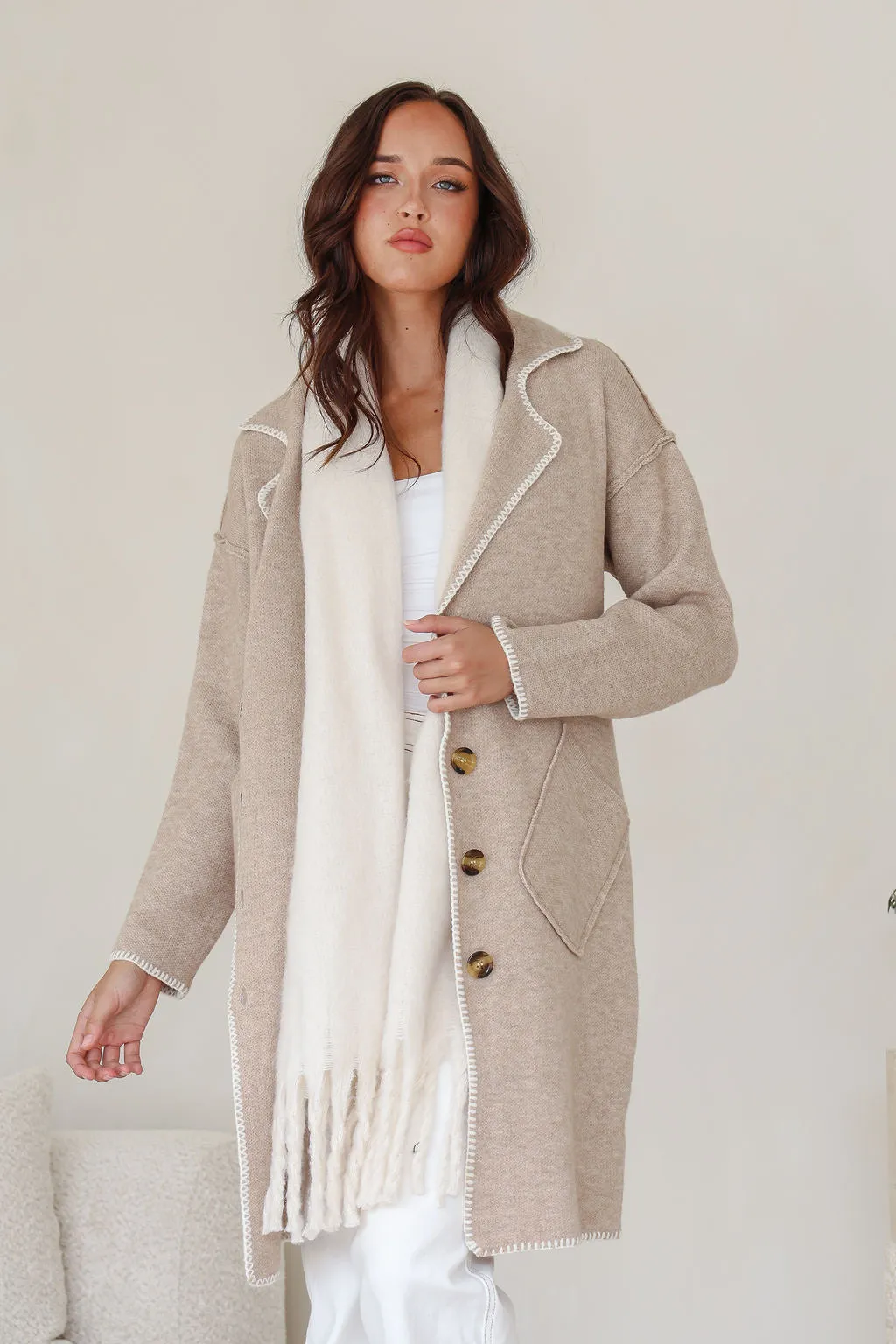 Tribecca 4 Button Coatigan - Mocha