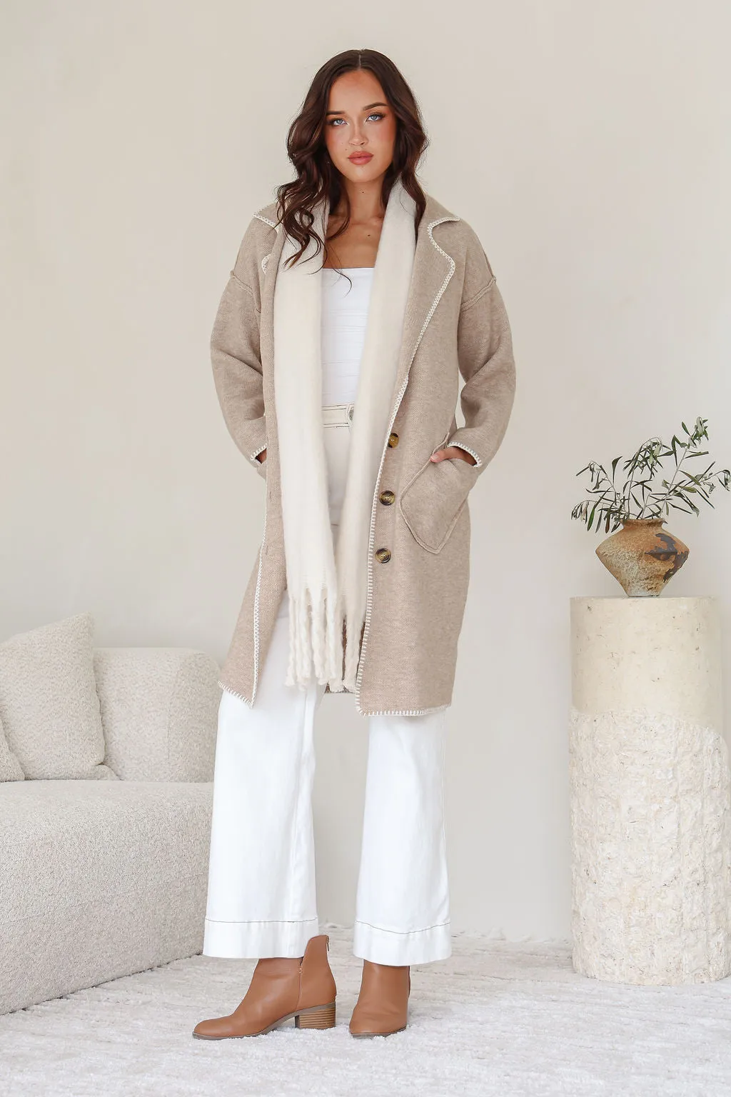 Tribecca 4 Button Coatigan - Mocha
