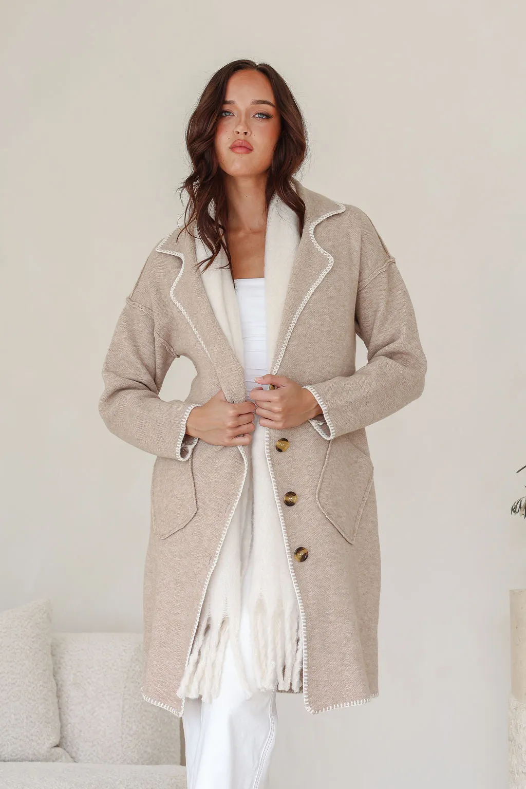 Tribecca 4 Button Coatigan - Mocha