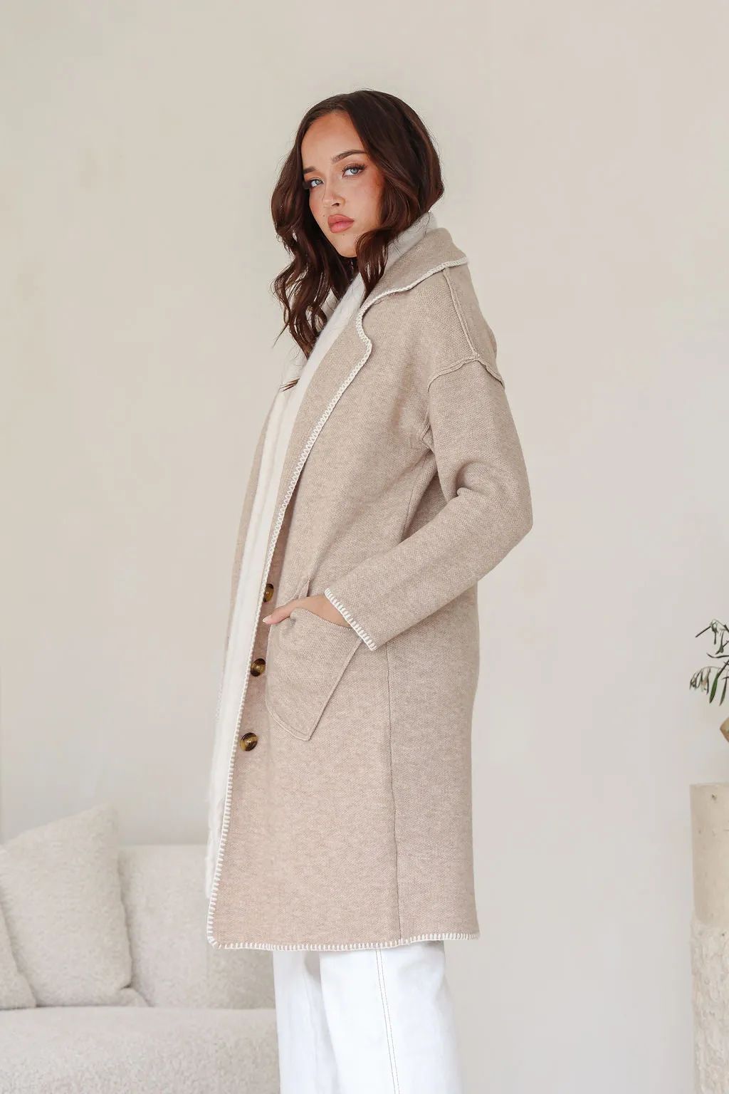 Tribecca 4 Button Coatigan - Mocha