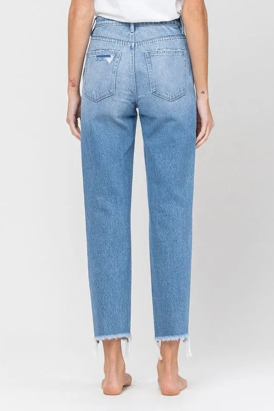 Vervet by Flying Monkey Distressed Raw Hem Mom Jeans