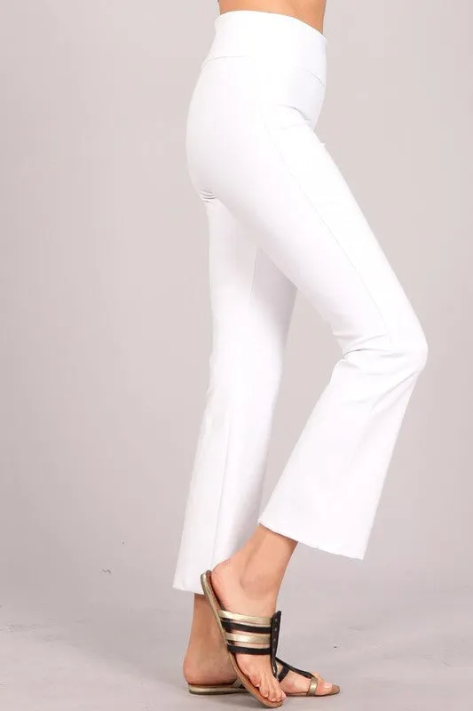 White Tummy Control Pull-On Waistband Wrinkle Free Ponte Pants