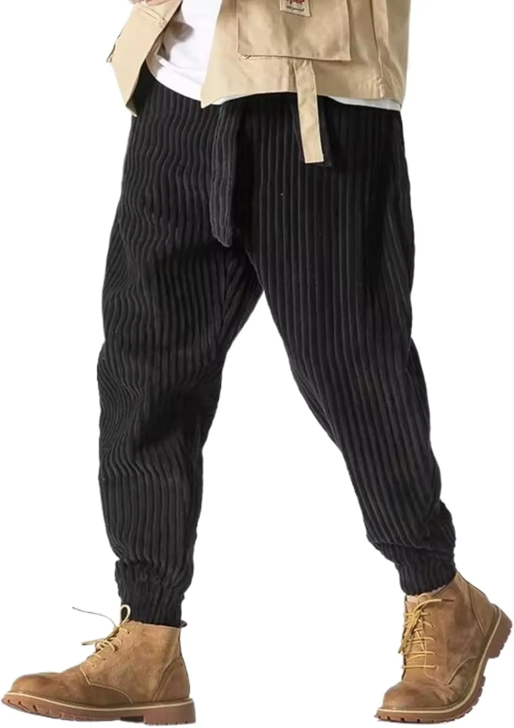 Winter Japanese Men Corduroy Harem Pants Oversized Black1 L