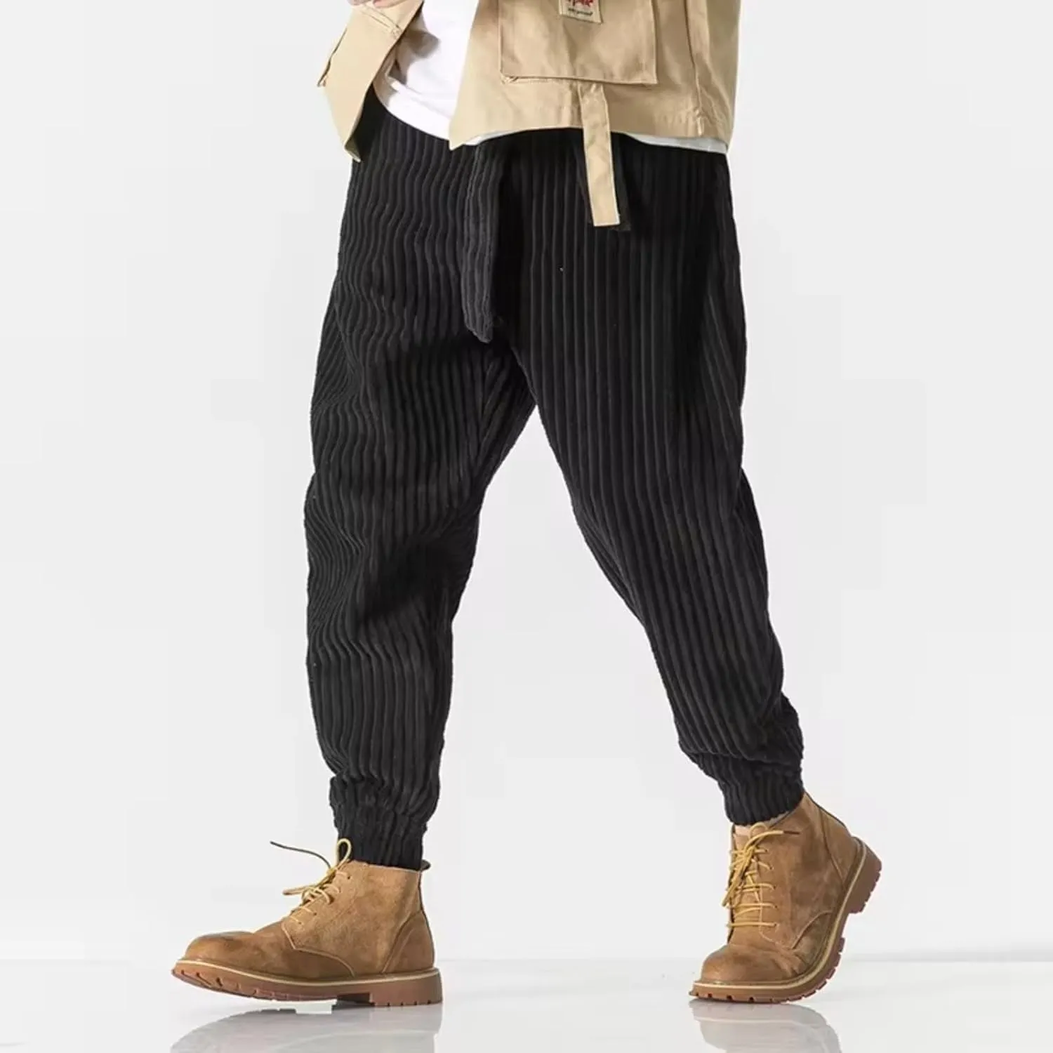 Winter Japanese Men Corduroy Harem Pants Oversized
