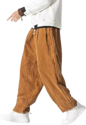 Winter Japanese Men Corduroy Harem Pants Oversized