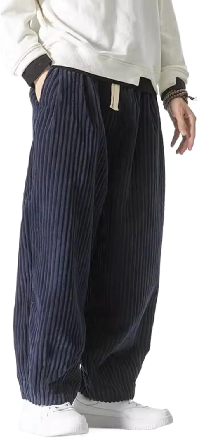 Winter Japanese Men Corduroy Harem Pants Oversized