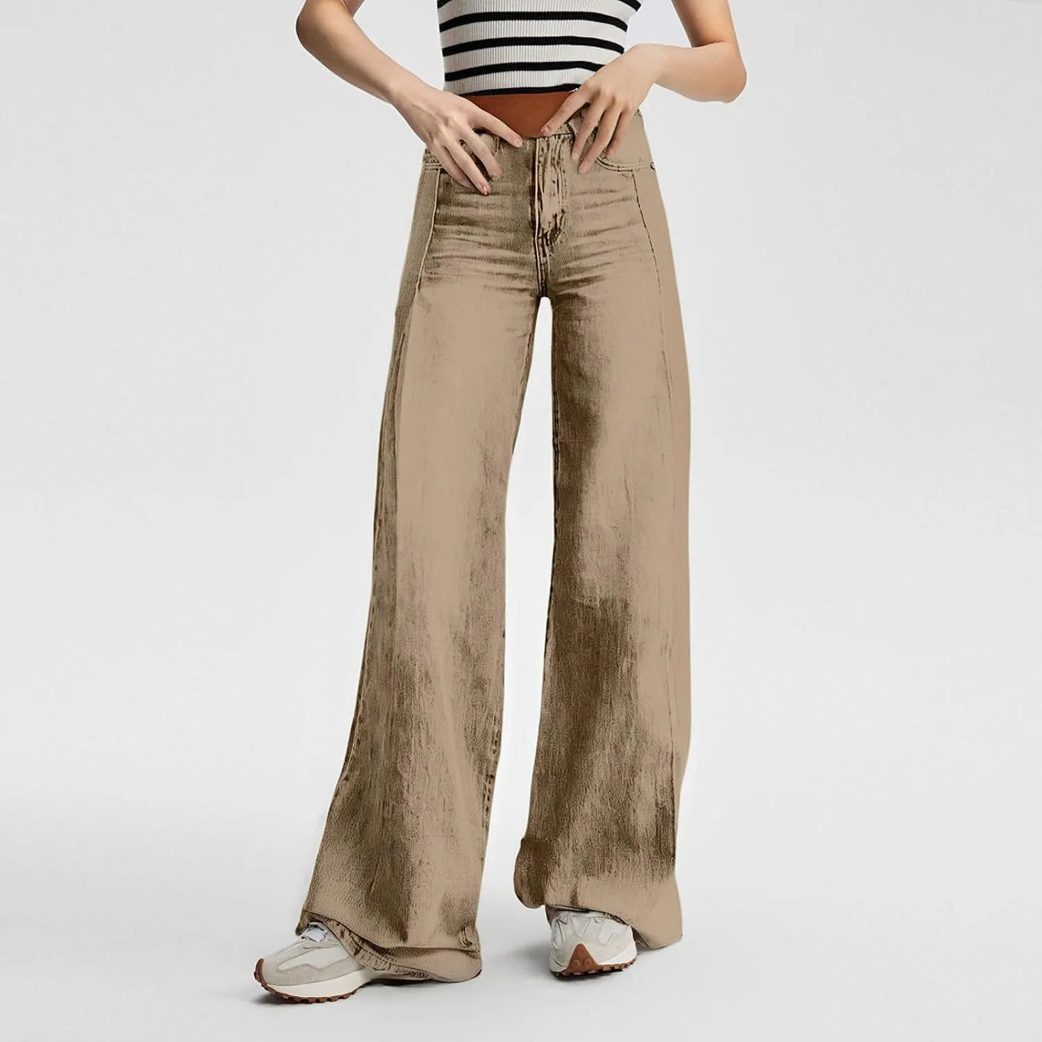 Woman's Wide Leg Jeans 2025 Summer Fashion High Waisted Flare Dark Wash Baggy Denim Pants Y2k Streetwear