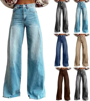 Woman's Wide Leg Jeans 2025 Summer Fashion High Waisted Flare Dark Wash Baggy Denim Pants Y2k Streetwear
