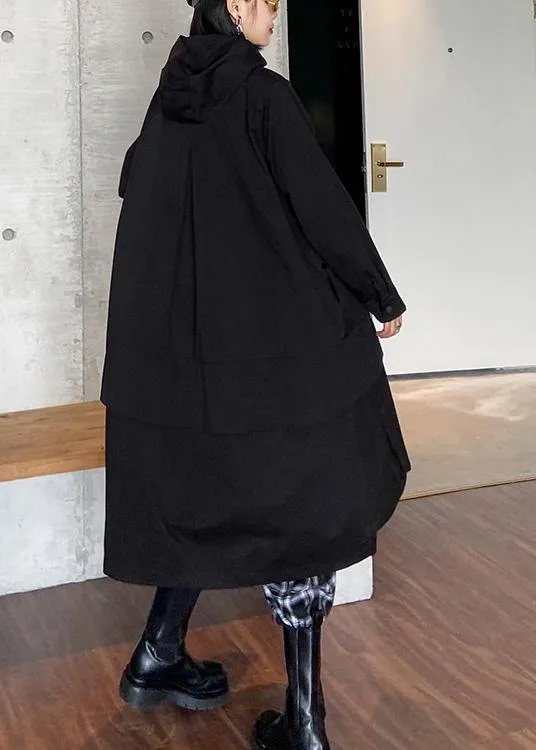 Women black Fine clothes Photography hooded zippered fall women coats