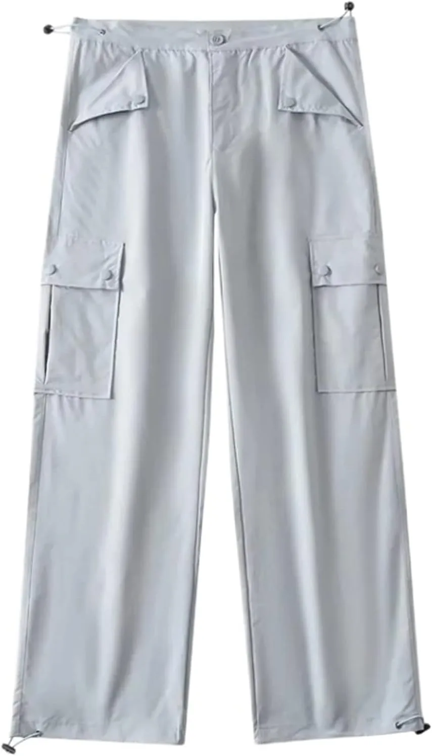 Women Comfy Bootcut Straight Casual Pants Parachute High Waist Cozy High Rise Running Active Harem Sweatpants Lace Up