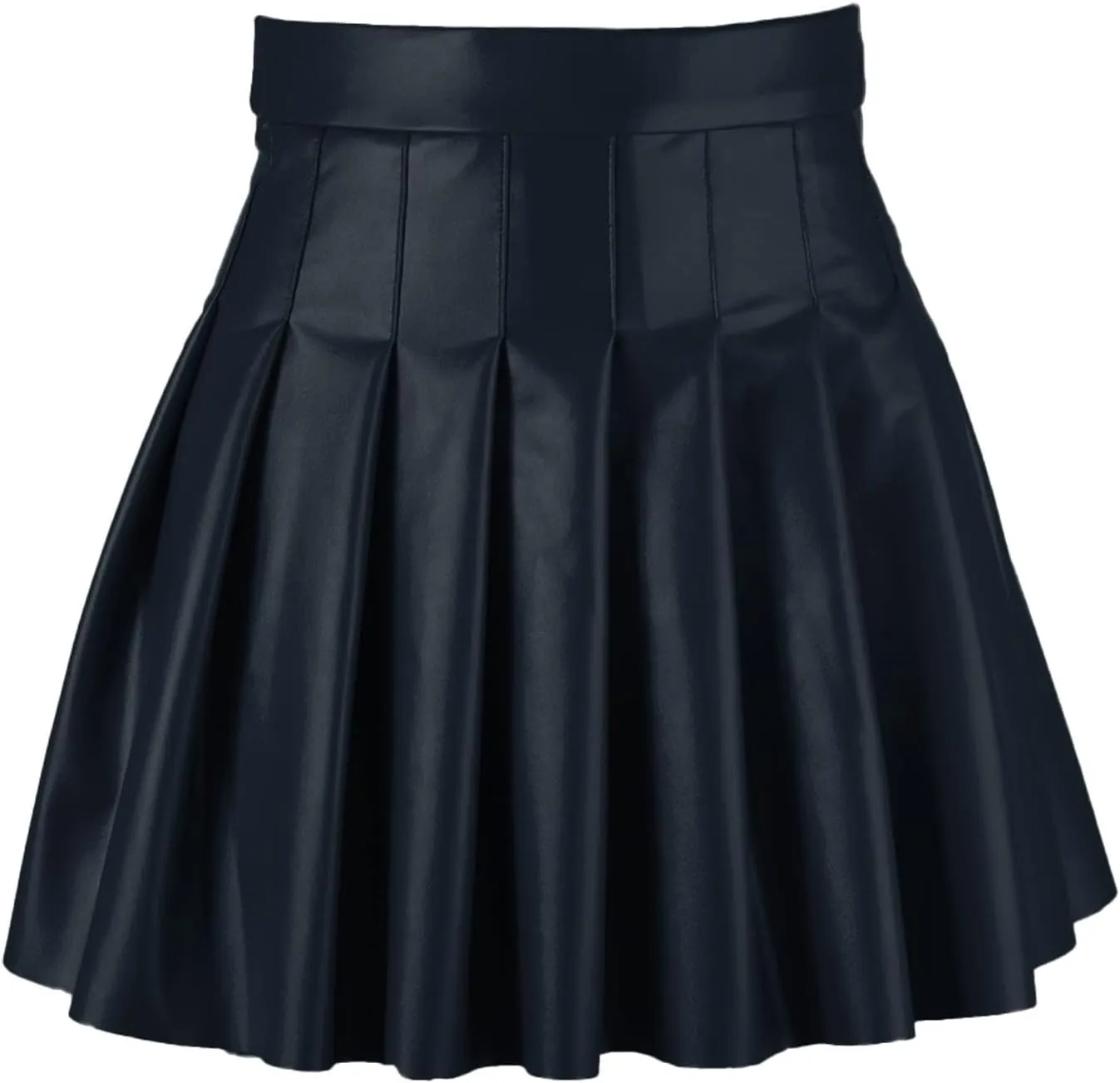 Women Fashion Pleated Skirt Waist High Leather Skirt Short Elegant Solid Skirt Pleated Midi Pleated School Girl