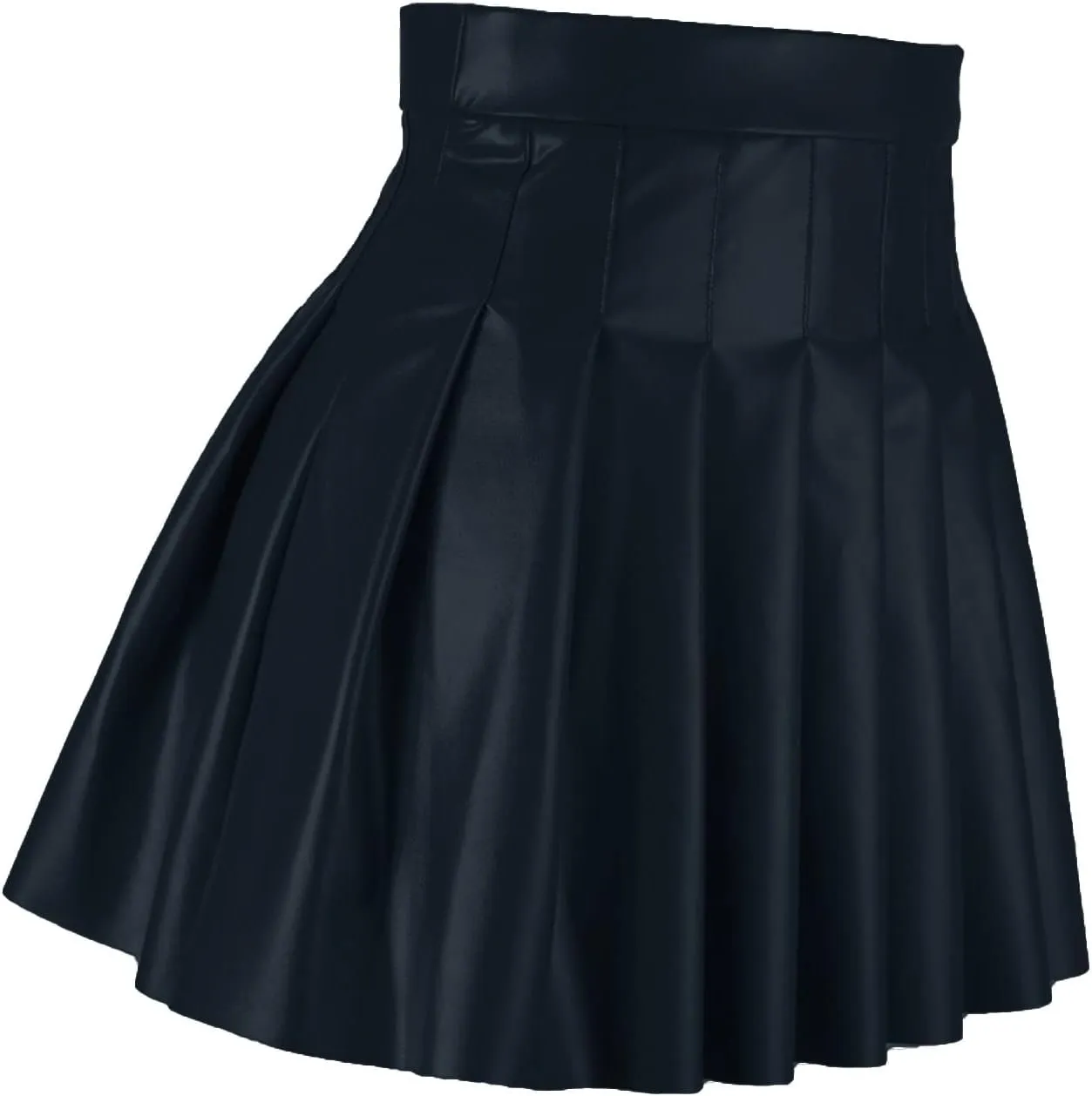 Women Fashion Pleated Skirt Waist High Leather Skirt Short Elegant Solid Skirt Pleated Midi Pleated School Girl
