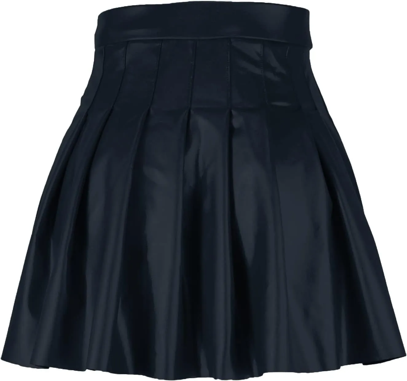 Women Fashion Pleated Skirt Waist High Leather Skirt Short Elegant Solid Skirt Pleated Midi Pleated School Girl