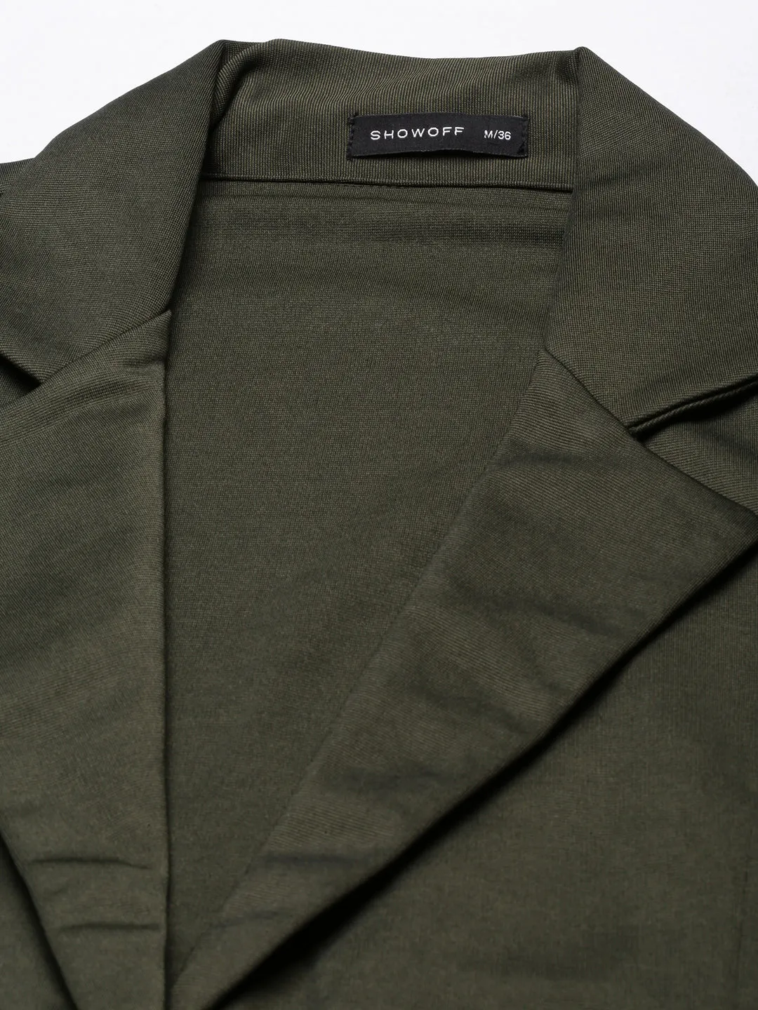 Women Olive Single Breasted Formal Blazer