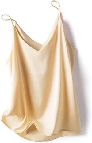 Women's Camisole Summer Real Silk Solid Color V-Neck Tank Top
