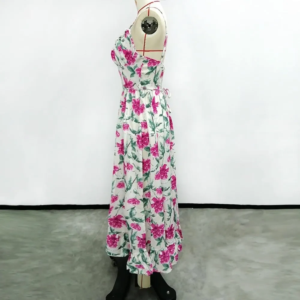 Women's Camisole with Graffiti Printed Sleeveless Big Hem Fashionable Dress