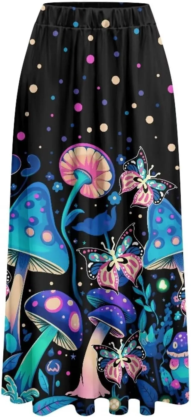Women's Flowy Maxi Skirt High Waisted Casual Long Skirts with Pockets Swing Skirt for Party Festival Size S-2XL