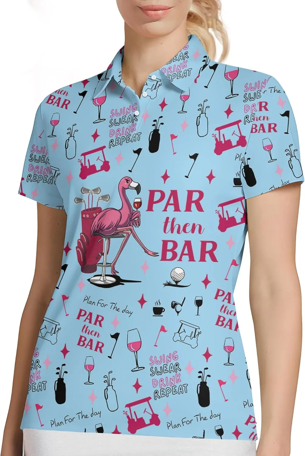 Womens Golf Shirt Funny Polo Shirts for Women Golf Outfit 3D Print Gifts