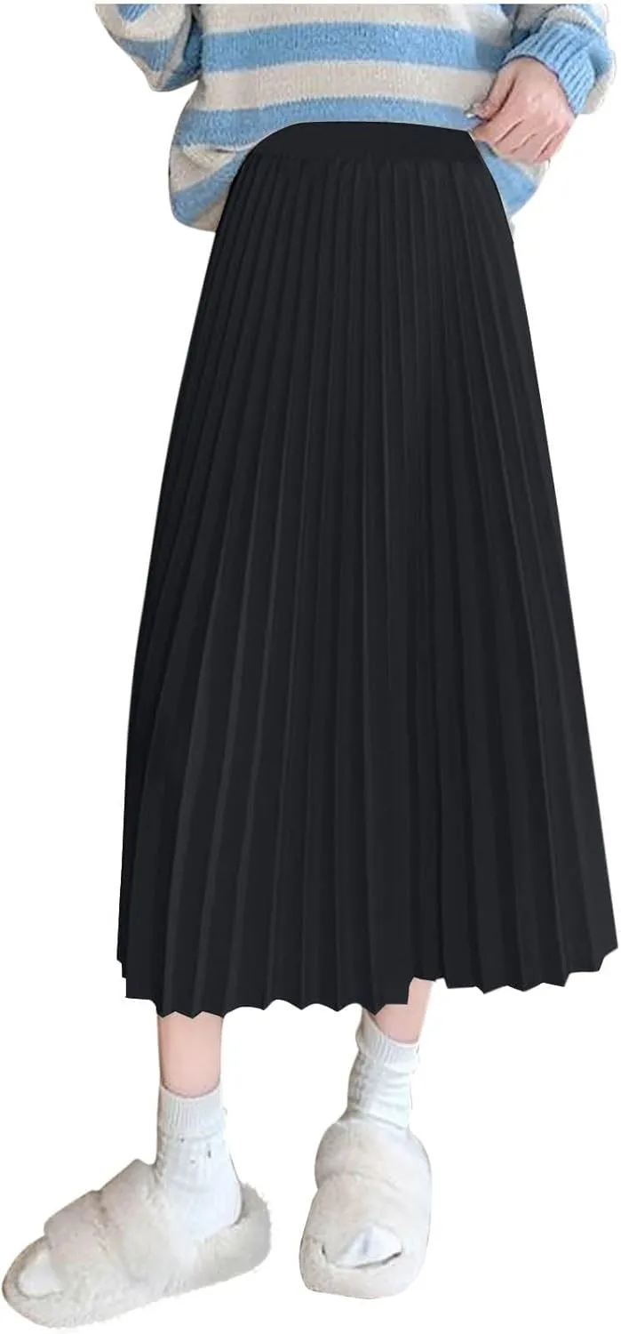 Womens Maxi Midi Satin Skirt Wedding Guest Dress Plus Size Pleated Evening Party Silk Elegant High Waist Long Skirts