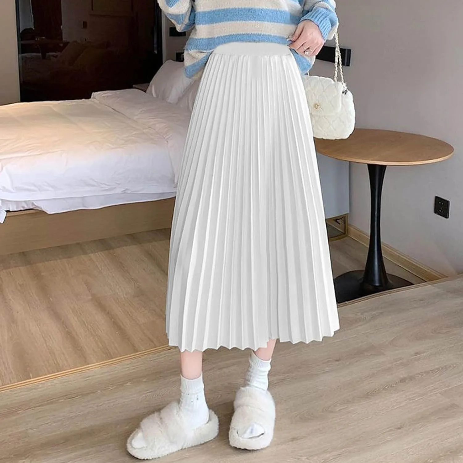 Womens Maxi Midi Satin Skirt Wedding Guest Dress Plus Size Pleated Evening Party Silk Elegant High Waist Long Skirts