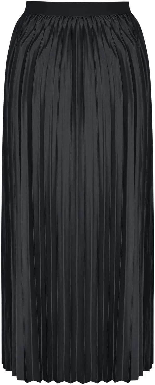 Womens Maxi Midi Satin Skirt Wedding Guest Dress Plus Size Pleated Evening Party Silk Elegant High Waist Long Skirts
