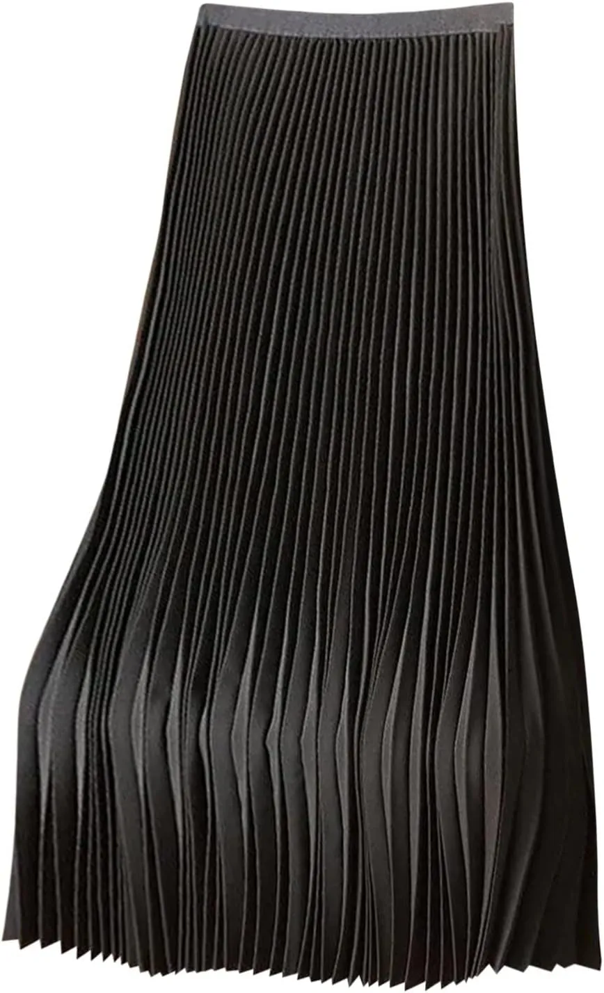 Women's Midi Pleated Skirts A Line Flowy Skirt High Waisted Elegant Office Work Skirts Swing Wedding Guest Skirts