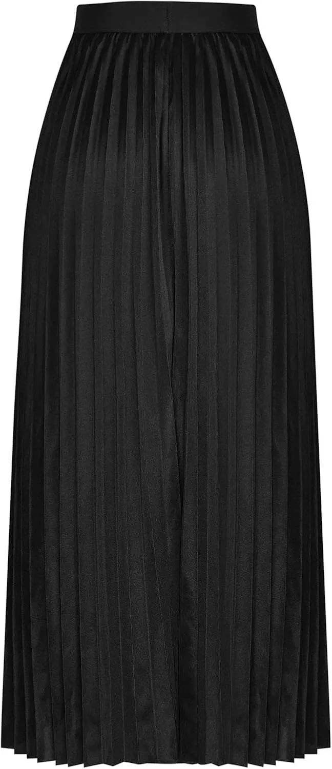 Women's Midi Pleated Skirts A Line Flowy Skirt High Waisted Elegant Office Work Skirts Swing Wedding Guest Skirts