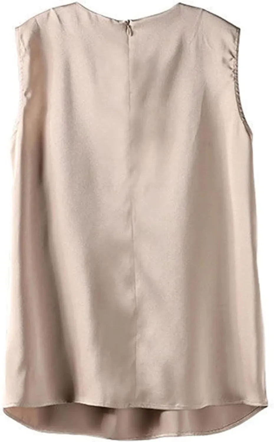 Women's Pleated Satin Tank Top & Camisole - Summer Round Neck Blouse Vest Lightweight Loose Fit Casual & Work Office Shirt