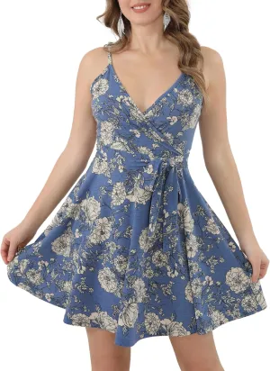Women's Sexy Summer Mini Sun Dress Casual Cute Spaghetti Strap Short Fit Flare Sundress
