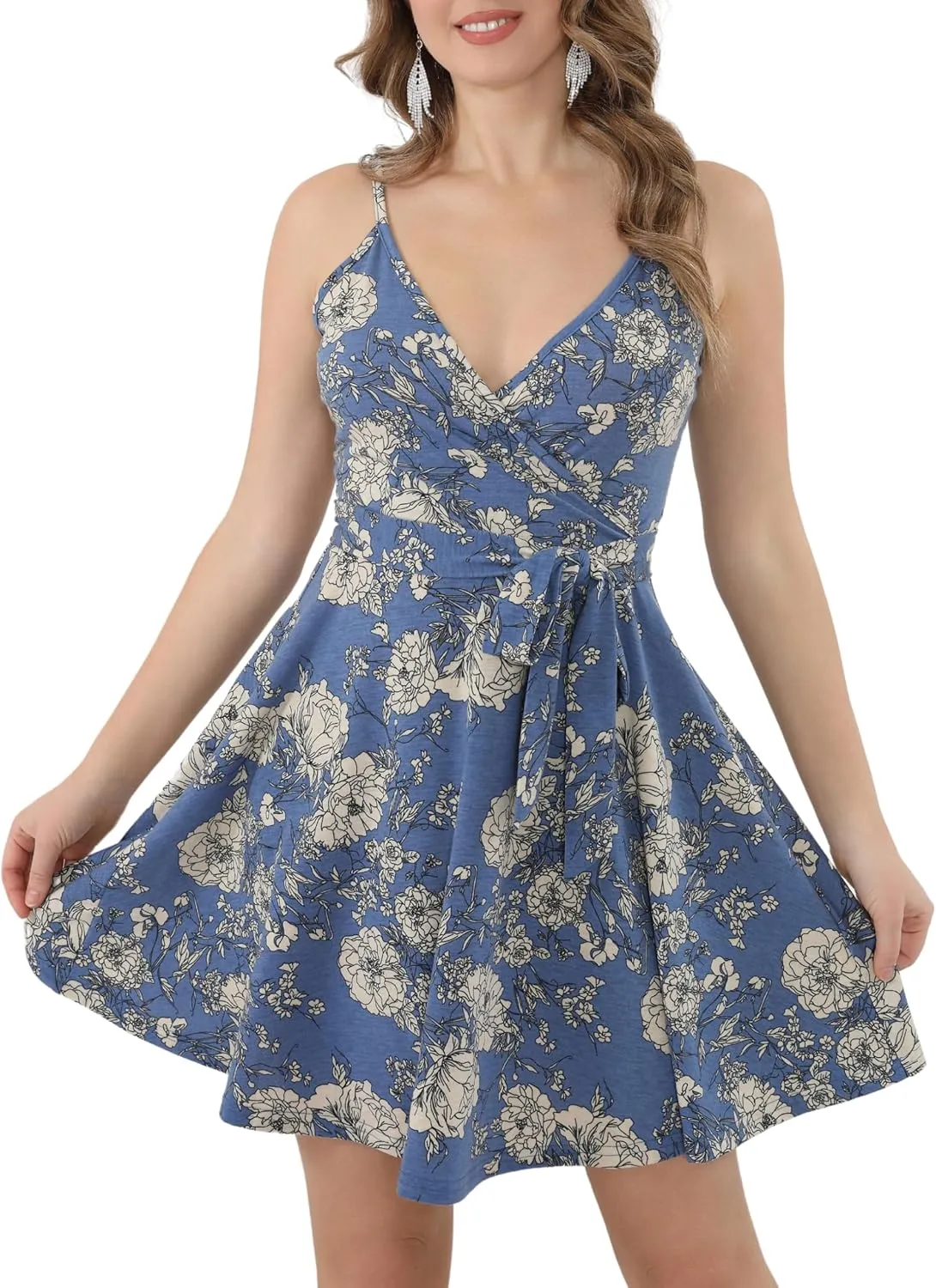 Women's Sexy Summer Mini Sun Dress Casual Cute Spaghetti Strap Short Fit Flare Sundress