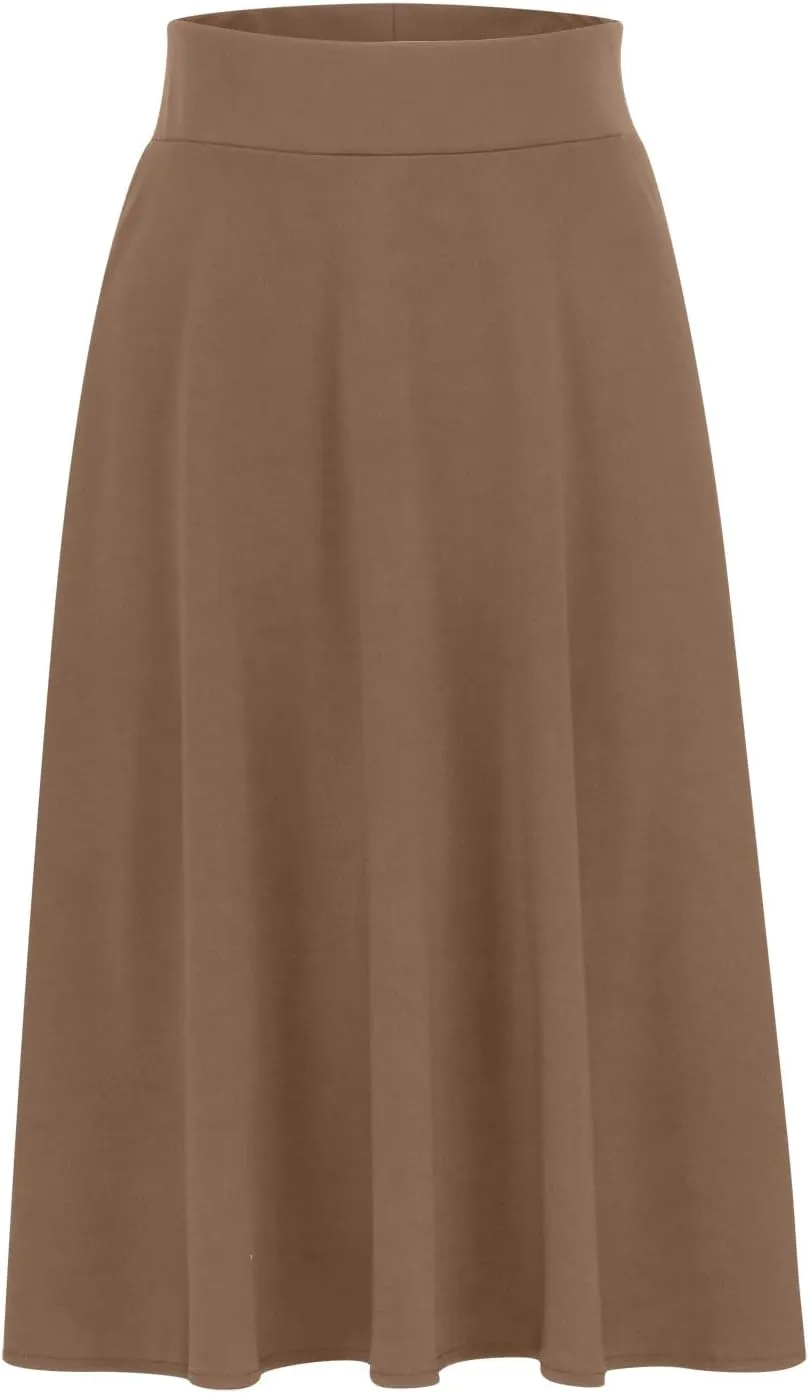 Women's Shirts Curved Hem Skirt Solid Color Classic High Waisted Skirt Plus Size Pleated Skirt Cozy Trendy Skirt