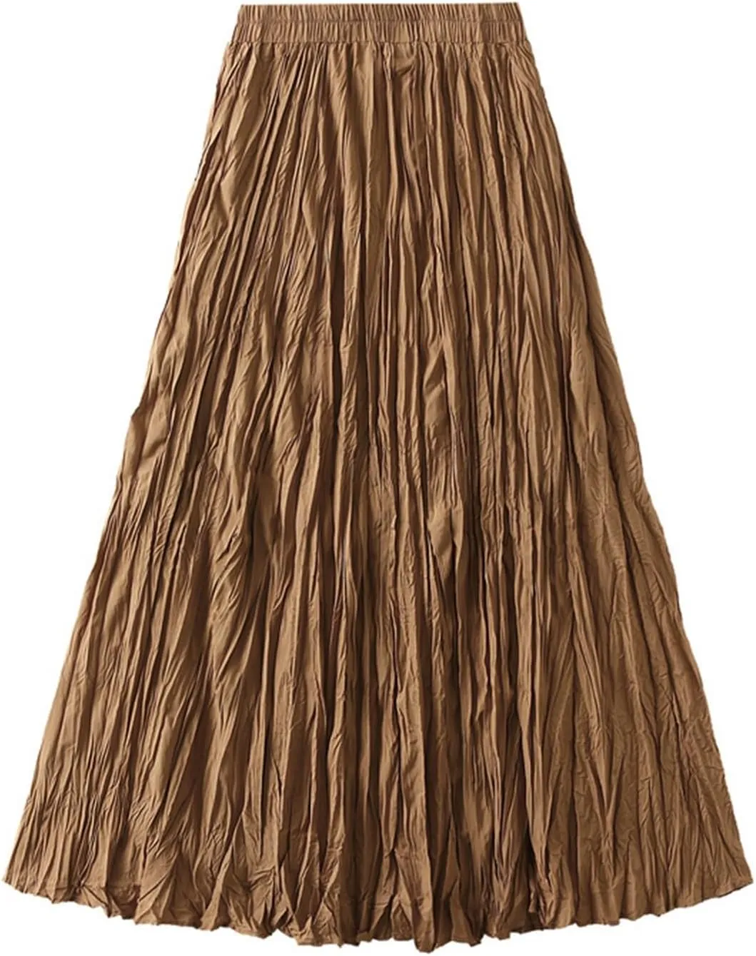 Women's Solid Color High Waist Flowing Pressed Pleated Skirt Large Slimming Pleated A Line Skirt Plus Size Loose Fit