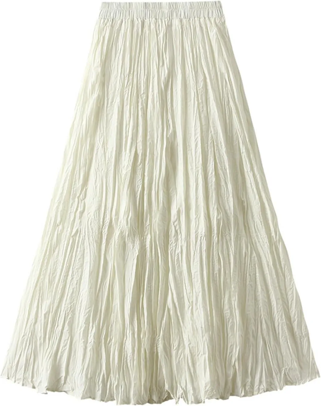 Women's Solid Color High Waist Flowing Pressed Pleated Skirt Large Slimming Pleated A Line Skirt Plus Size Loose Fit