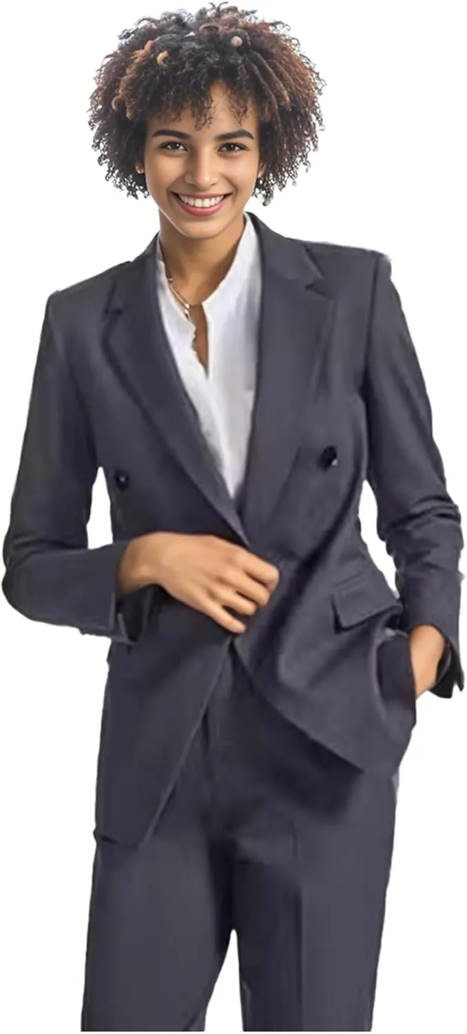 Women's Suiting Pant Suits for Women Business Professional Outfits Double Breasted Womens Prom Suit 2 Piece Set