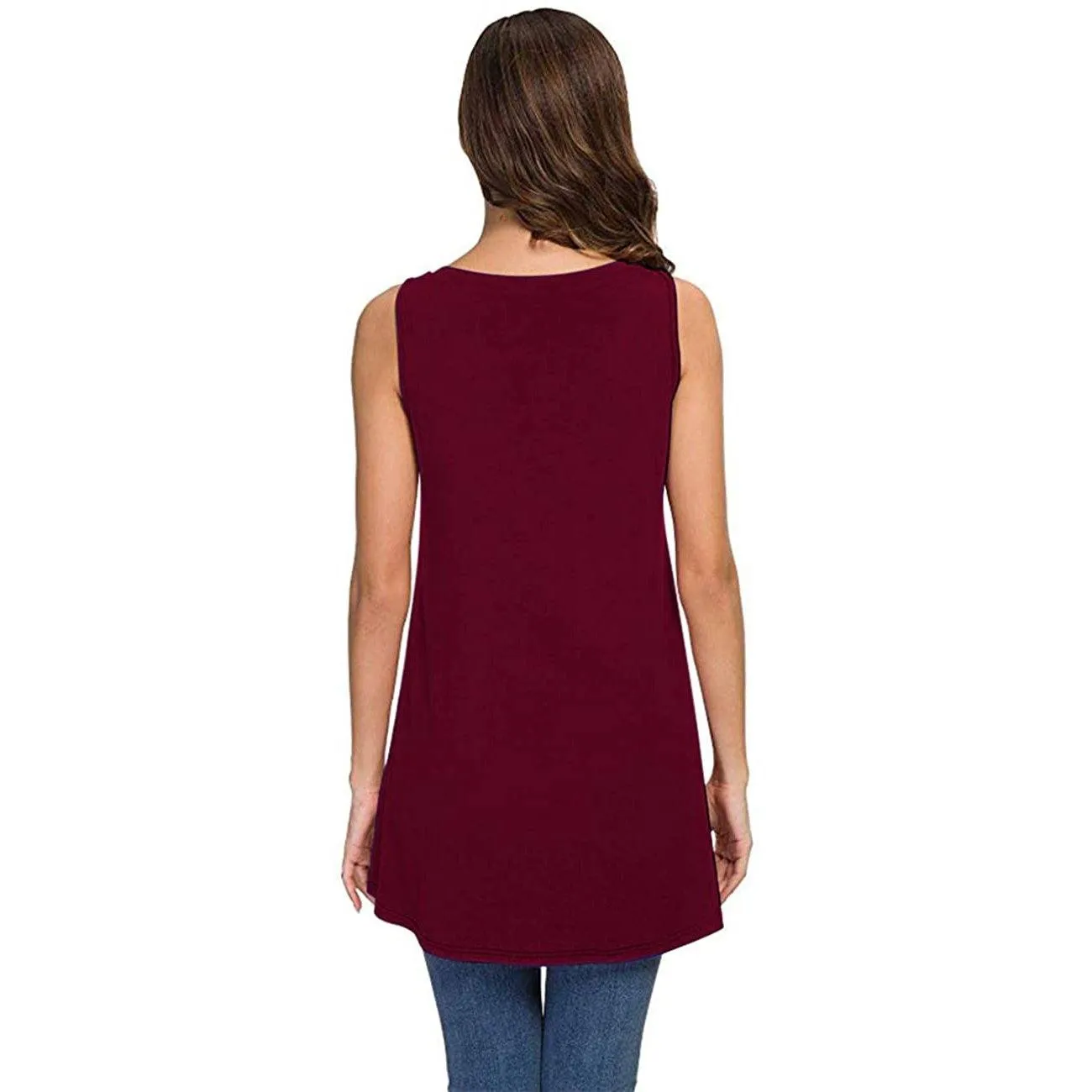 Women's Summer Casual Sleeveless V-Neck T-Shirt Tunic Blouse Tank Tops