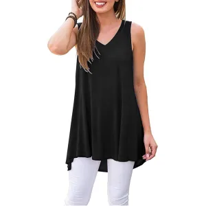 Women's Summer Casual Sleeveless V-Neck T-Shirt Tunic Blouse Tank Tops
