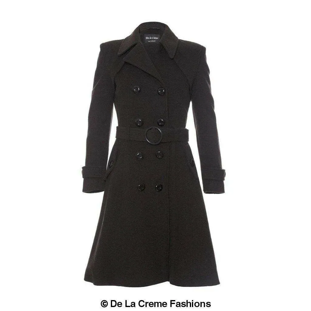 Wool Blend Double Breasted Coat