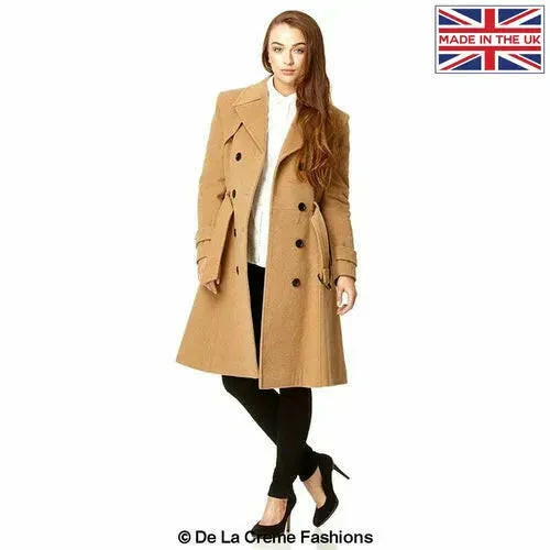 Wool Blend Double Breasted Coat