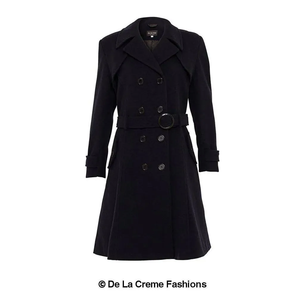 Wool Blend Double Breasted Coat