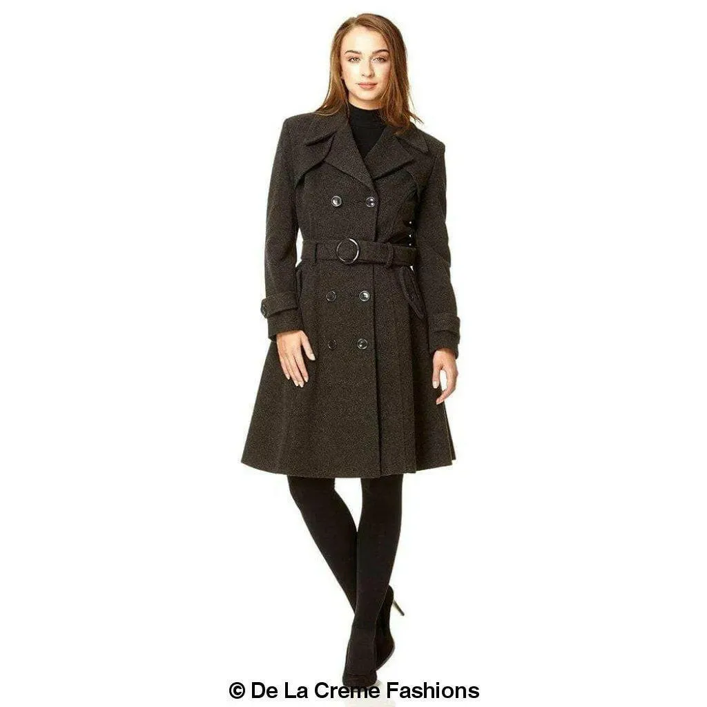 Wool Blend Double Breasted Coat