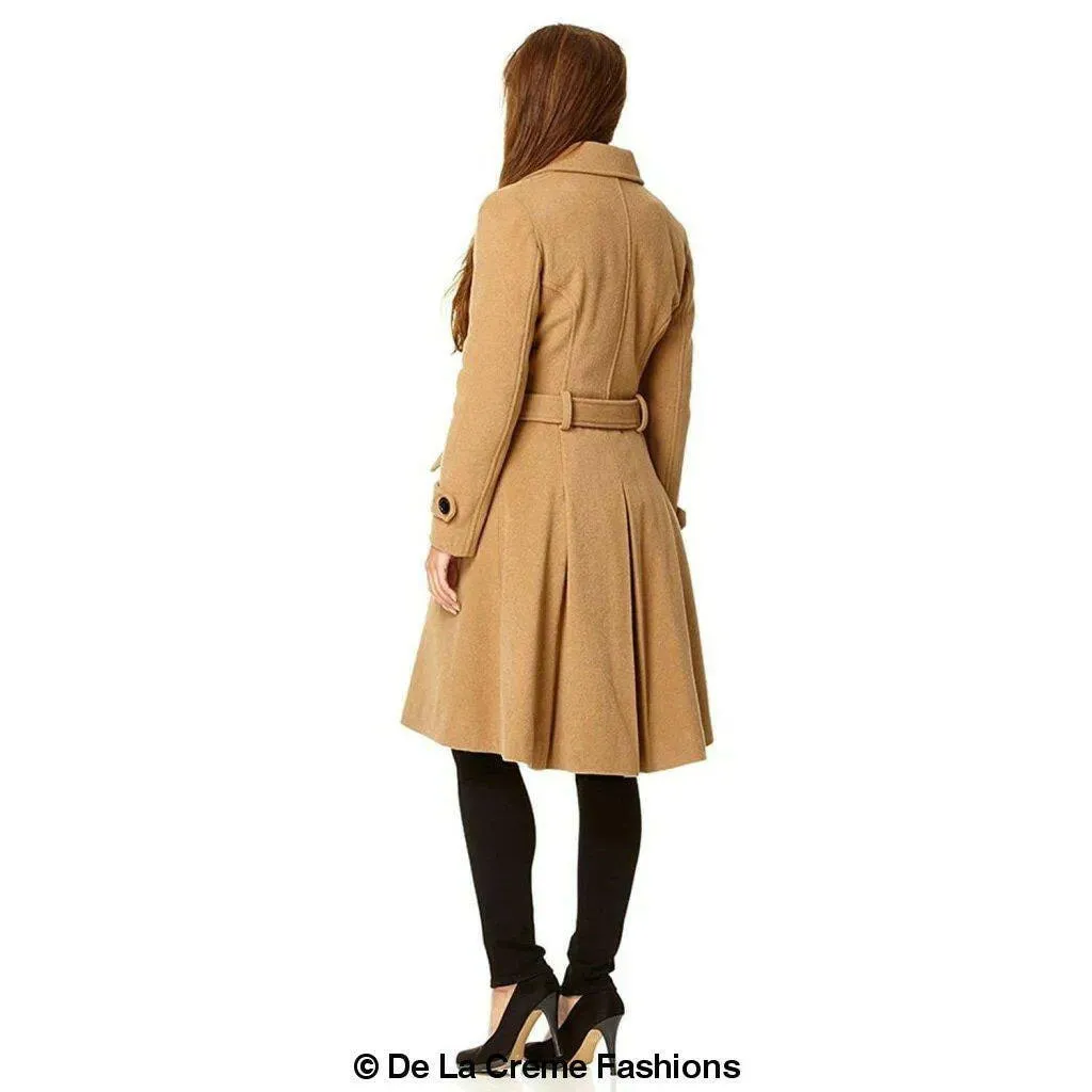 Wool Blend Double Breasted Coat