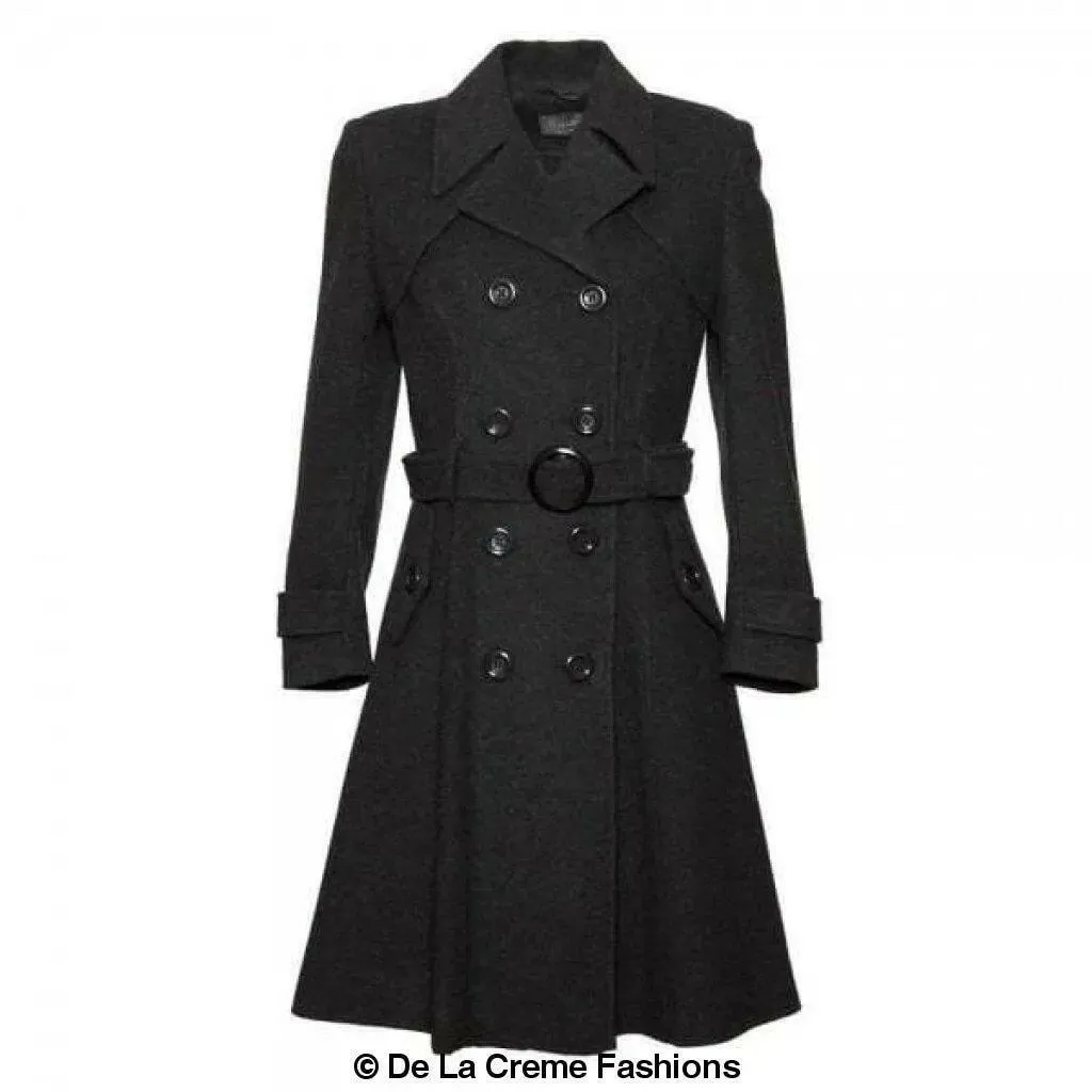 Wool Blend Double Breasted Coat