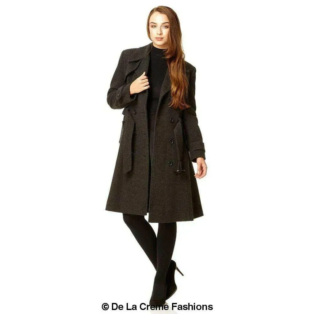Wool Blend Double Breasted Coat