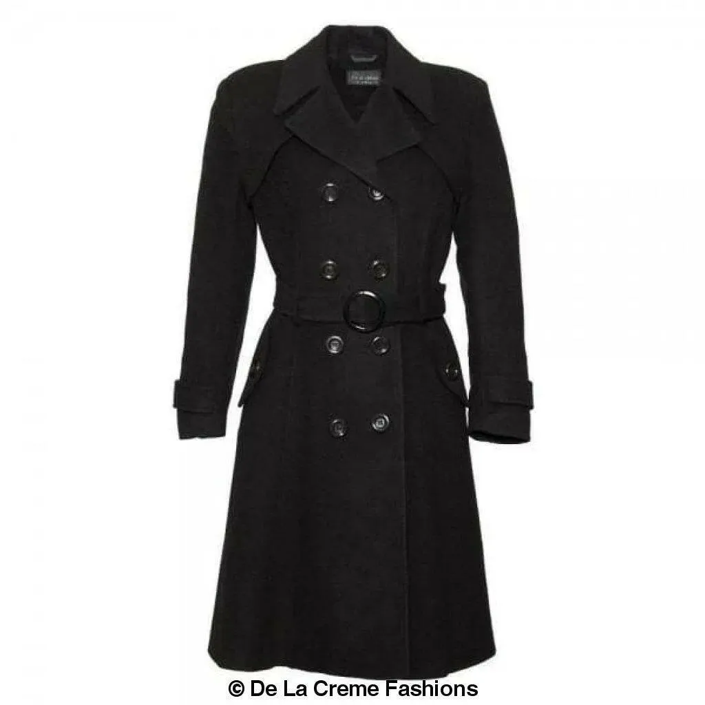 Wool Blend Double Breasted Coat