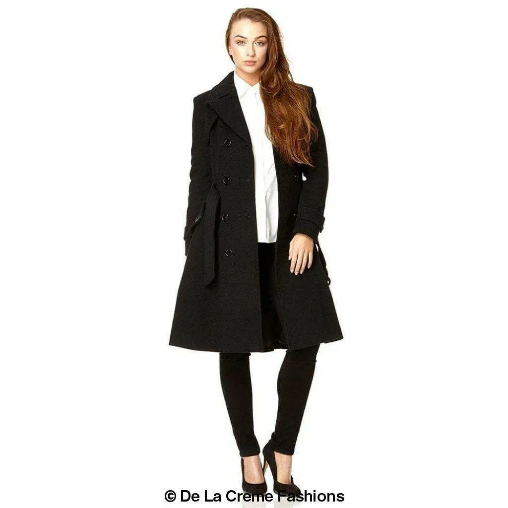 Wool Blend Double Breasted Coat