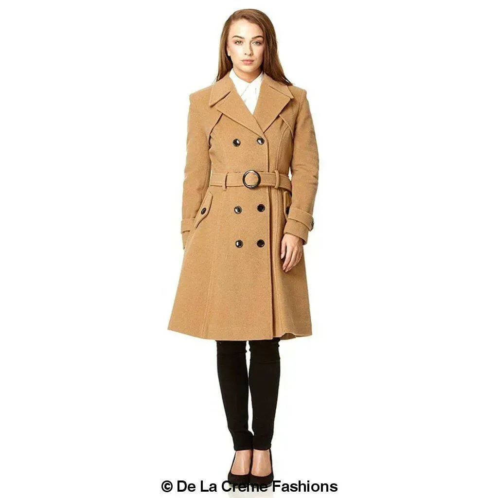 Wool Blend Double Breasted Coat