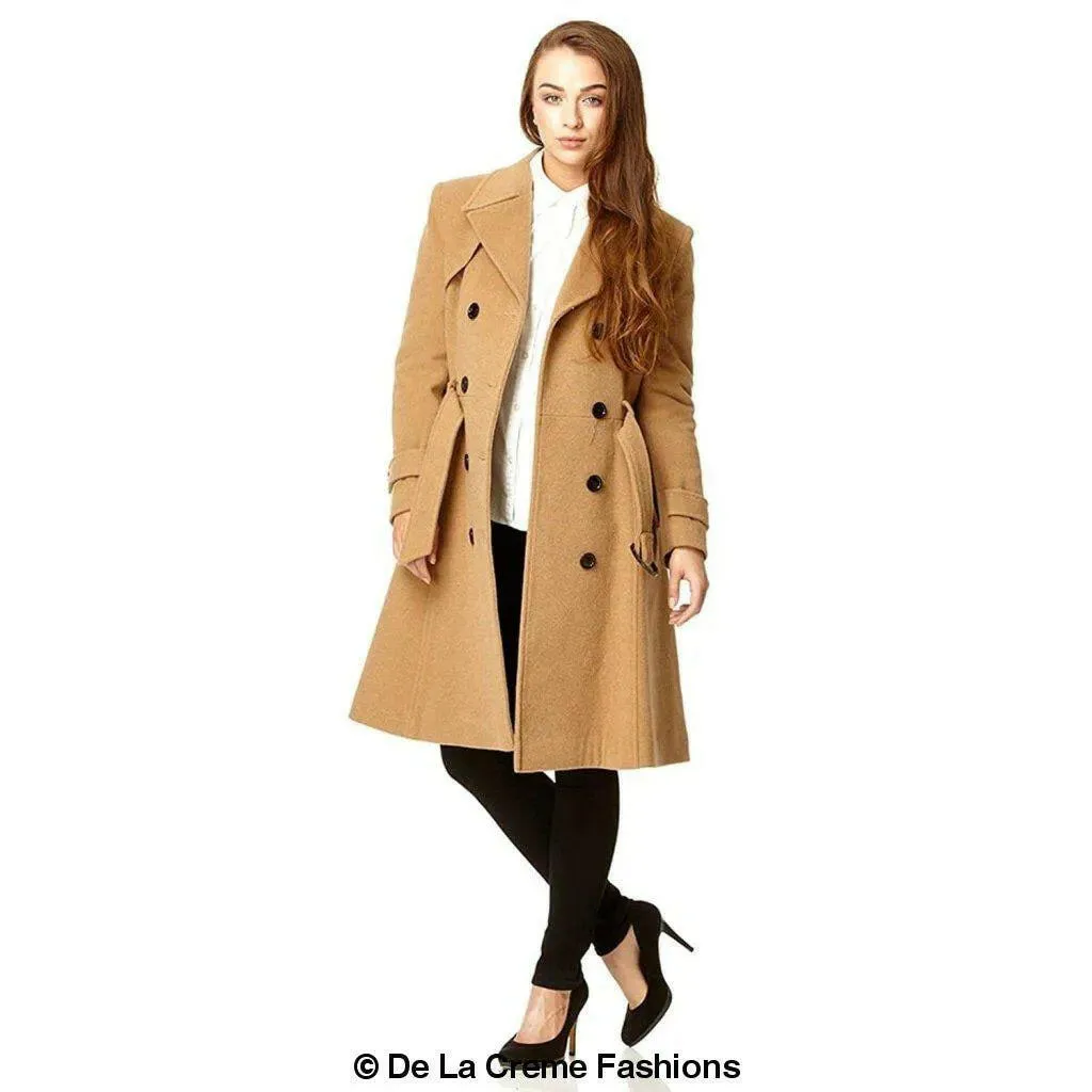 Wool Blend Double Breasted Coat